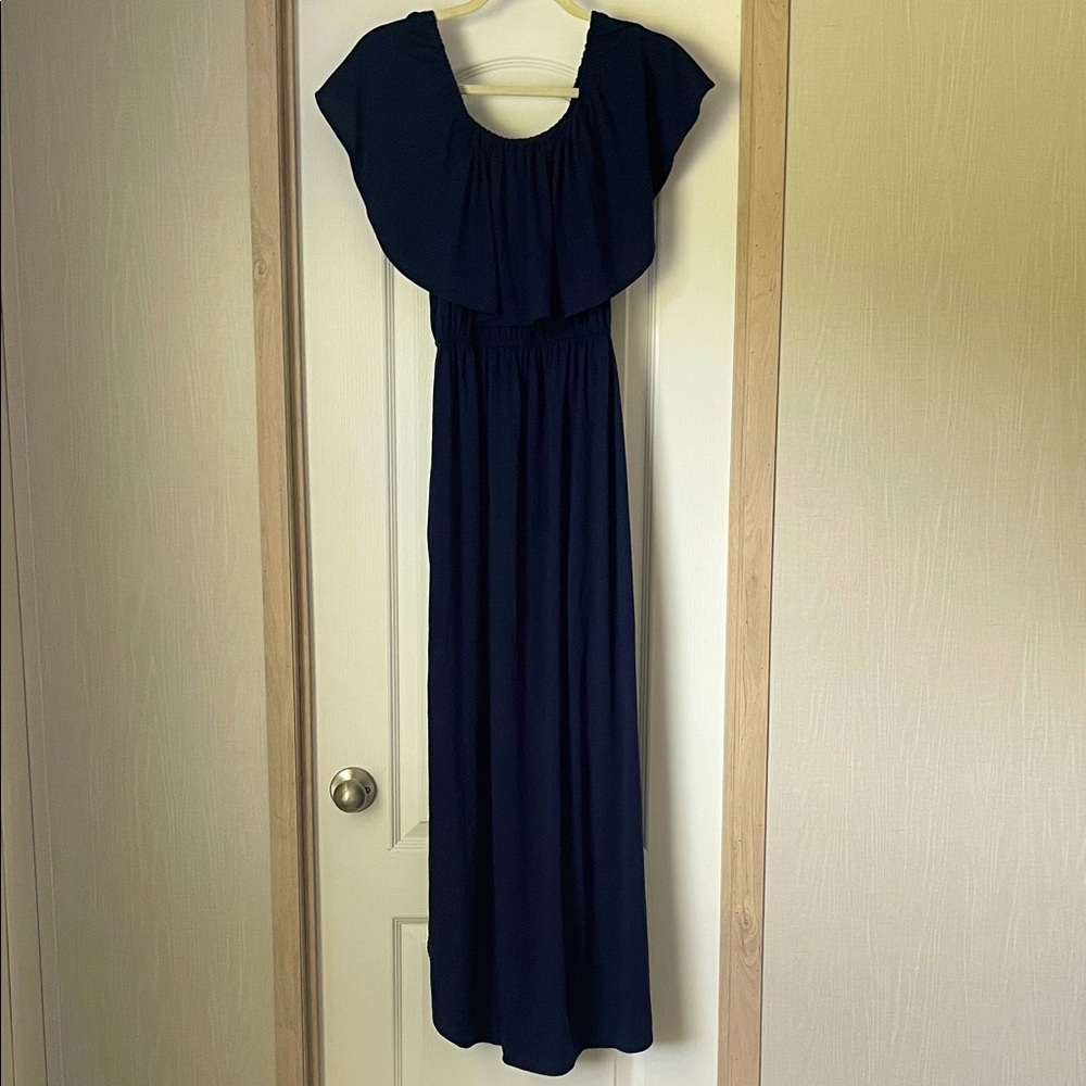Thanth Cotton Navy Blue Maxi Dress